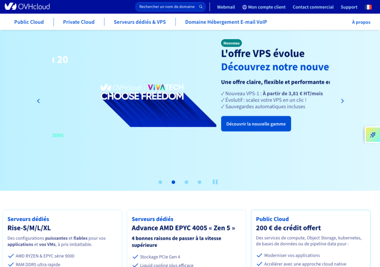 Capture d'écran du site ovhcloud.com