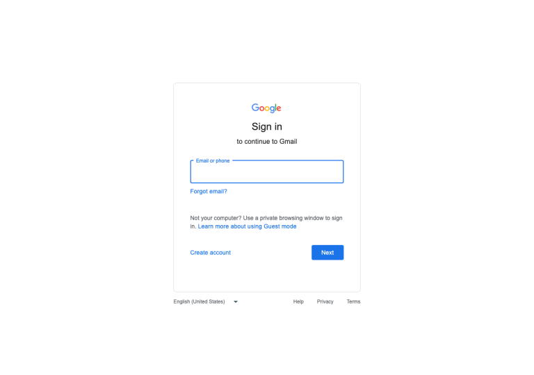 Capture d'écran du site gmail.com